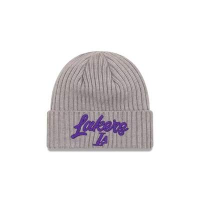 Grey Los Angeles Lakers Hat - New Era NBA NBA Draft Cuff Knit Beanie USA1956430